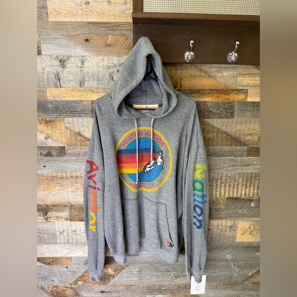 Aviator Nation Gray Pullover Hoodie